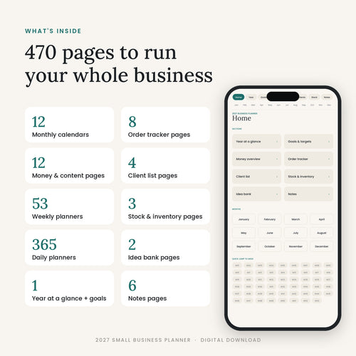 What's inside the 2027 Small Business Planner – 470 pages overview